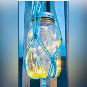 💡New Handmade Macrame Hanging Solar Lantern